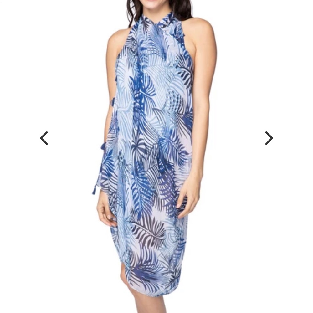 Swim Coverup Blue Palms Beach Dress Convertible